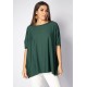 Blusa Ampla Malha Morcego Manga Curta Verde Musgo