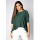 Blusa Ampla Malha Morcego Manga Curta Verde Musgo