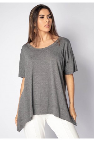 T-Shirt Ampla Malha Manga Curta Mescla
