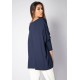Blusa Ampla Malha Morcego Manga Longa Azul Marinho