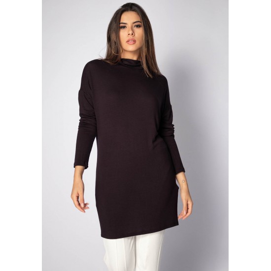 Blusa Malha Gola Alta Manga Longa Preta