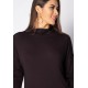 Blusa Malha Gola Alta Manga Longa Preta