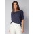 Blusa Básica Morcego Malha Gola Canoa Manga Curta Azul Marinho
