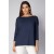 Blusa Canoa Malha Manga 3/4 Azul Marinho