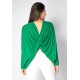 Blusa Drapeada nas Costas Malha Manga Longa Verde Light
