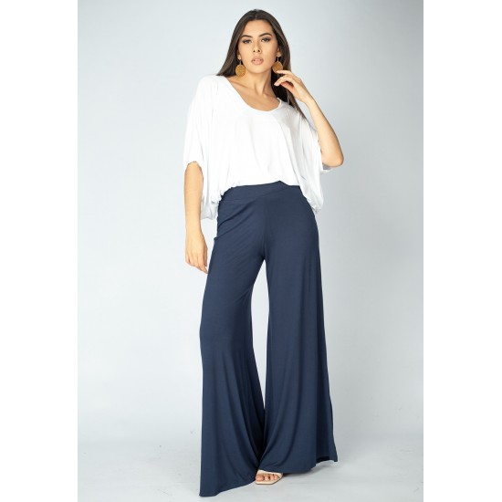 Calça Pantalona Granja Malha Azul Marinho