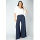 Calça Pantalona Granja Malha Azul Marinho