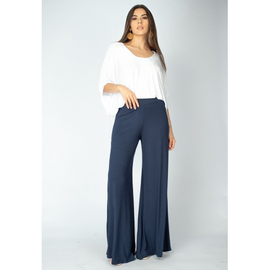 Calça Pantalona Granja Malha Azul Marinho