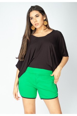 Short Recorte na Lateral Iguatemi Verde Light com Detalhe Preto