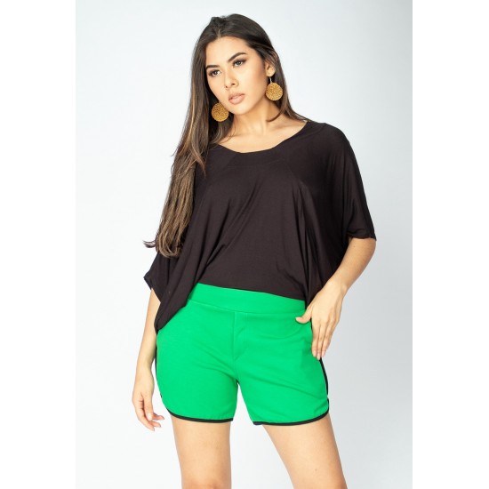 Short Recorte na Lateral Iguatemi Verde Light com Detalhe Preto