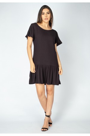 Vestido Curto Viscose Detalhe nas Costas Preto