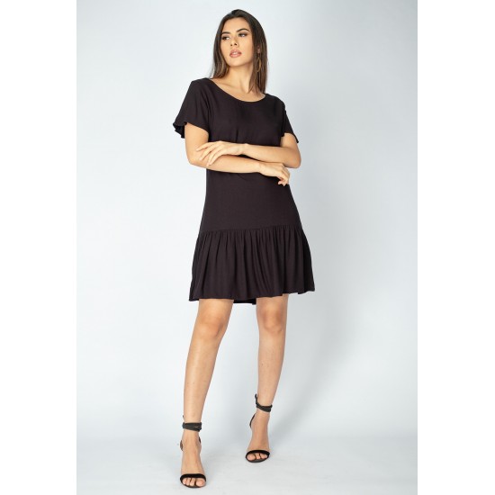 Vestido Curto Viscose Detalhe nas Costas Preto