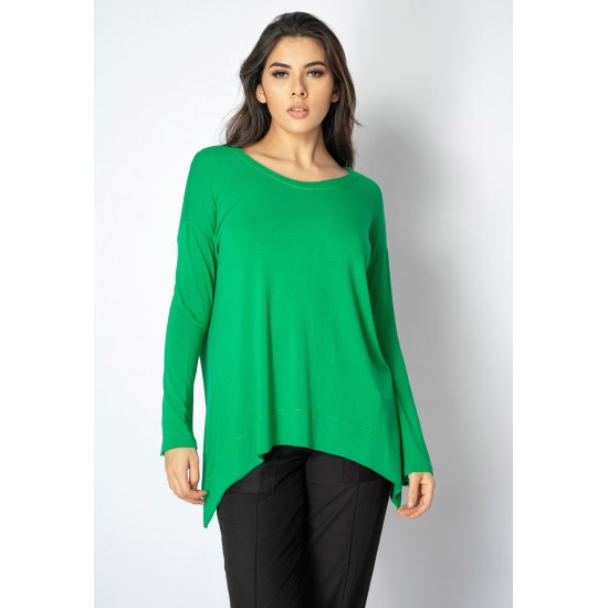 T-Shirt Ampla Malha Manga Longa Verde Light