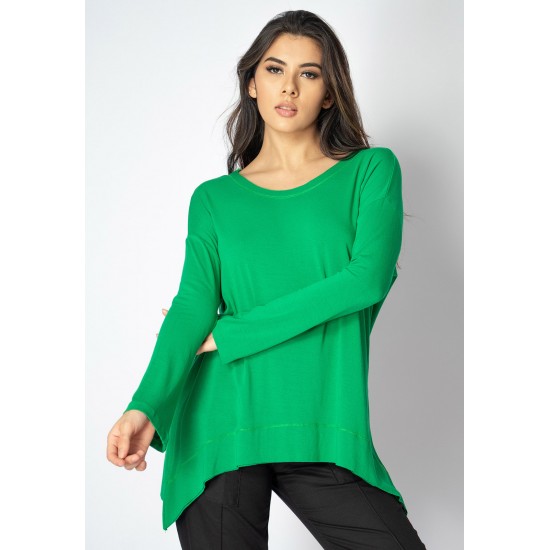 T-Shirt Ampla Malha Manga Longa Verde Light