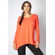 T-Shirt Ampla Malha Manga Longa Laranja