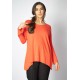 T-Shirt Ampla Malha Manga Longa Laranja