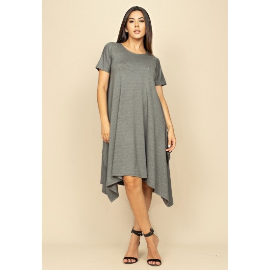 Vestido Saruel Malha Manga Curta Mescla