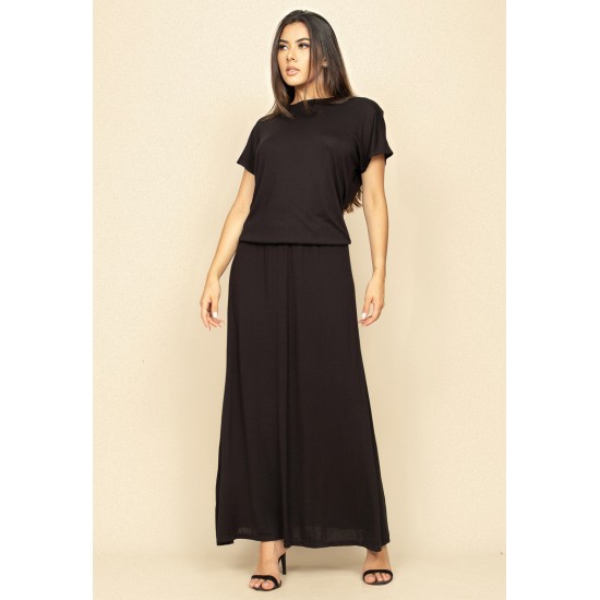 Vestido Longo Morcego Malha Preto