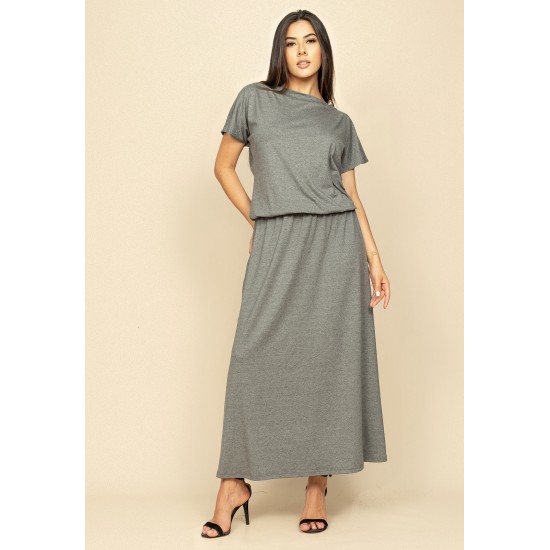 Vestido Longo Morcego Malha Mescla
