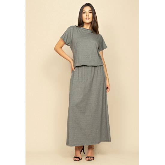 Vestido Longo Morcego Malha Mescla