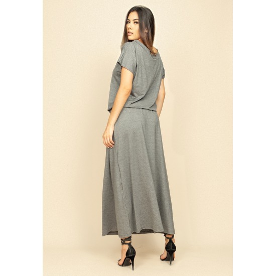 Vestido Longo Morcego Malha Mescla
