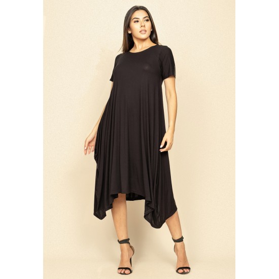 Vestido Saruel Malha Manga Curta Preto