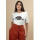 T- shirt Básica Manga Curta Off White Cãozinho