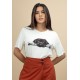 T- shirt Básica Manga Curta Off White Cãozinho