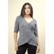 Blusa Pétalas de Algodão Dalila Mescla de Preto