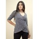 Blusa Pétalas de Algodão Dalila Mescla de Preto