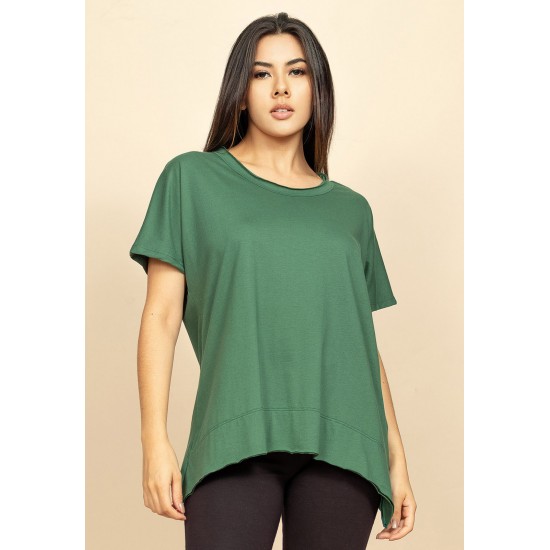 T-Shirt Ampla Algodão Orgânico Manga Curta Verde Brasil