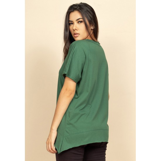 T-Shirt Ampla Algodão Orgânico Manga Curta Verde Brasil