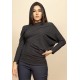 Blusa Assimétrica de Algodão Preto de Mescla