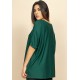 Blusa Ampla Malha Morcego Manga Curta Verde Jade