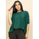 Blusa Ampla Malha Morcego Manga Curta Verde Jade