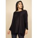 Blusa Ampla Malha Morcego Manga Longa Preta