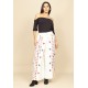 Calça Pantalona Reta com Aberturas Indy Colors Flowers Branco