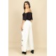 Calça Pantalona Reta com Aberturas Indy Colors Flowers Branco