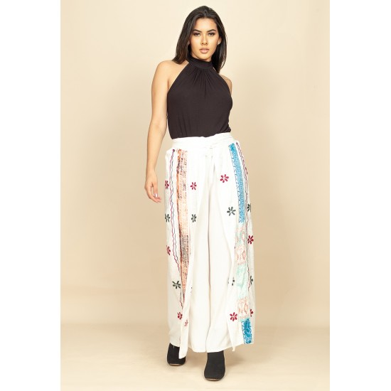 Calça Pantalona Reta com Aberturas Indy Colors Branco