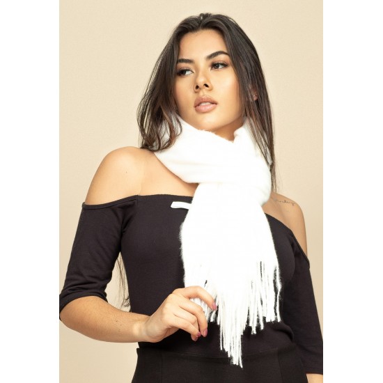 Echarpe Lenço Feminino Tipo Cashmere Branco