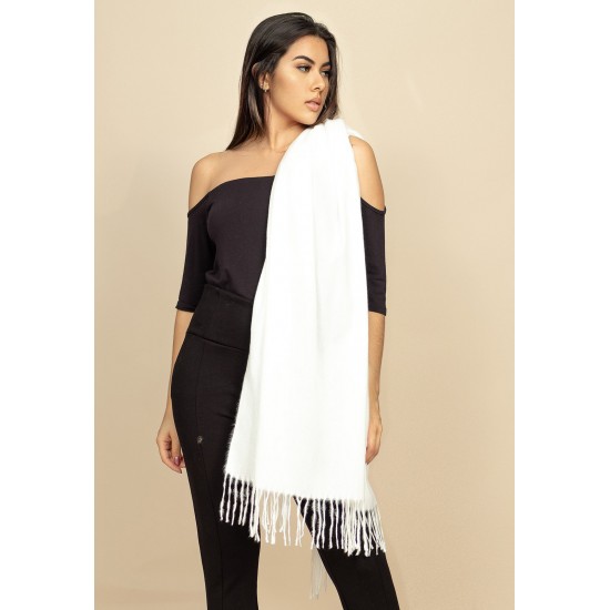 Echarpe Lenço Feminino Tipo Cashmere Branco