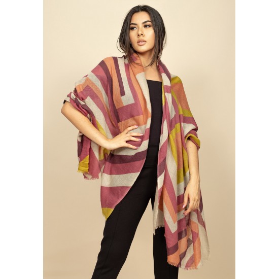 Echarpe Lenço Feminino Pashmina Geo Bordô