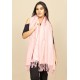 Echarpe Lenço Feminino Liso com Franja Rosa Bebê
