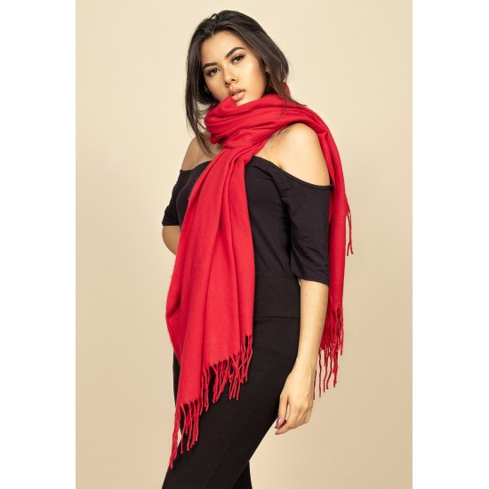 Echarpe Lenço Feminino Liso com Franja Rubi