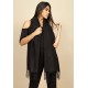 Echarpe Lenço Feminino Liso com Franja Preto