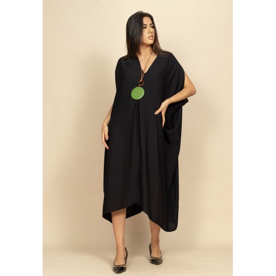 Vestido Kaftan Mutum Detalhes nas Costas Preto