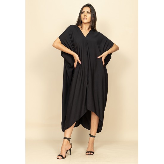 Vestido Kaftan Mutum Detalhes nas Costas Preto