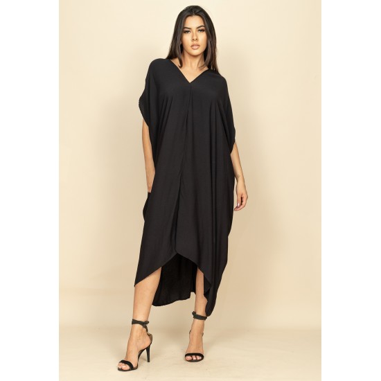 Vestido Kaftan Mutum Detalhes nas Costas Preto