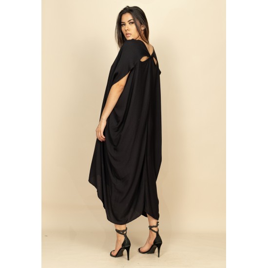 Vestido Kaftan Mutum Detalhes nas Costas Preto