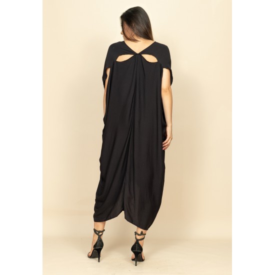 Vestido Kaftan Mutum Detalhes nas Costas Preto
